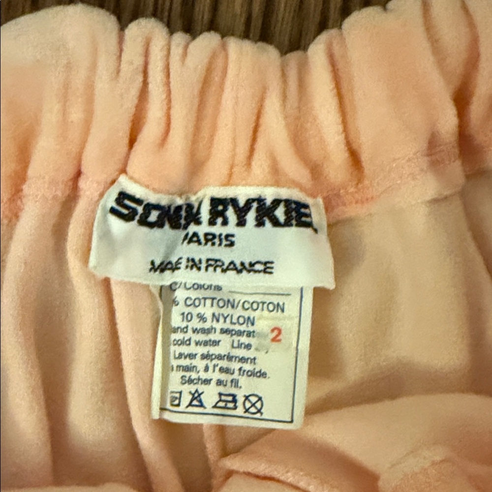 Sonia Rykiel Peach Velour Women's Cardigan and Wide-Pants Set - Picture 10 of 12